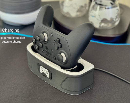 Controller dock and display stand with game storage, product view 1