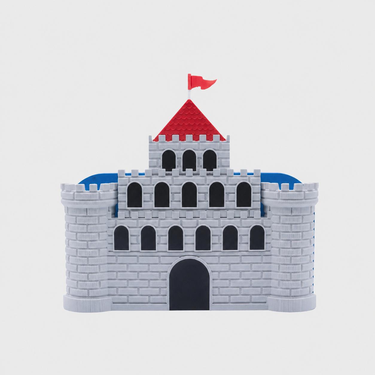 Gray and red castle-style Voxel Realm console accessory