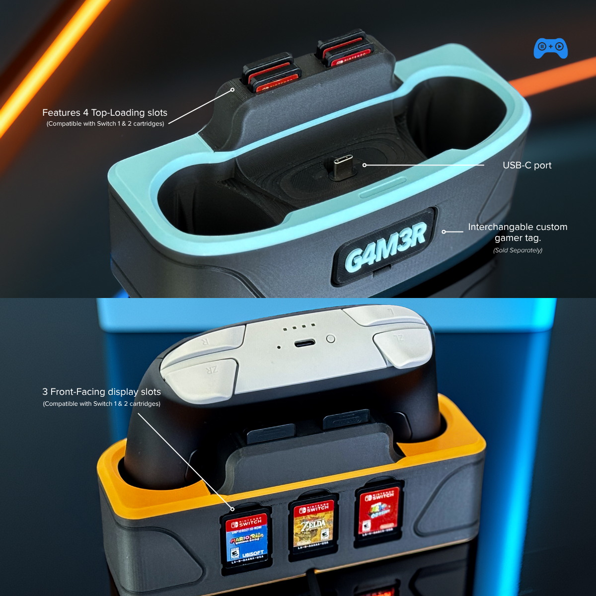 Charging Dock, Game Storage & Display Stand for NS Pro Controller