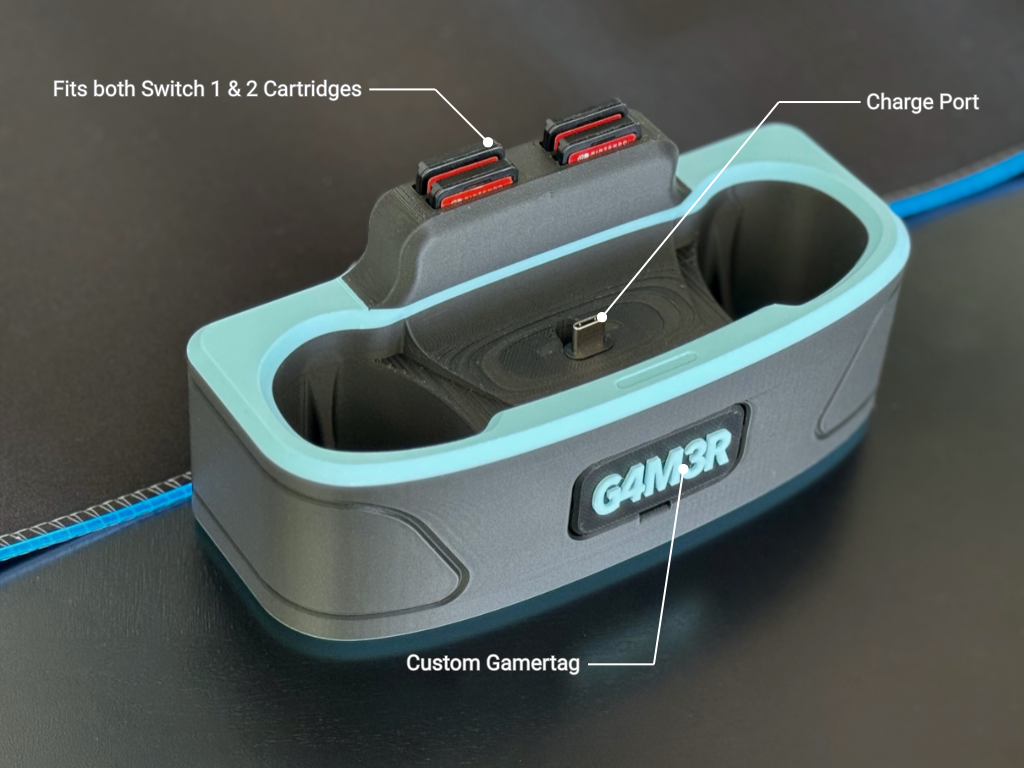 Personalized Nintendo Switch 2 Pro Controller Charging Dock: Gamertag Display Stand